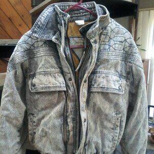 Urban Equipment Vintage Retro Acid washed/ Distressed Denim Jacket Large